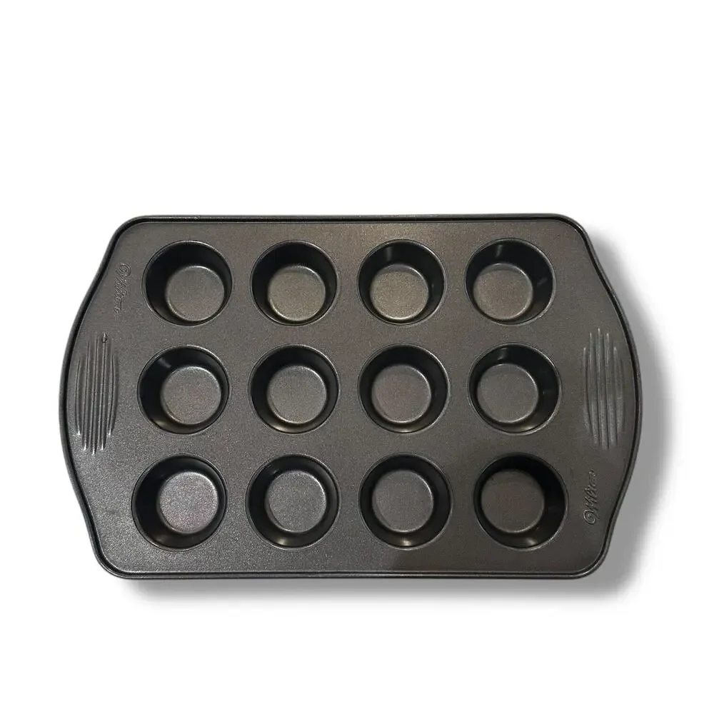 Wilton Mini Muffin Pan Tin Cheese Cake Egg Rounds Non-Stick 12 Holes Heavyweight